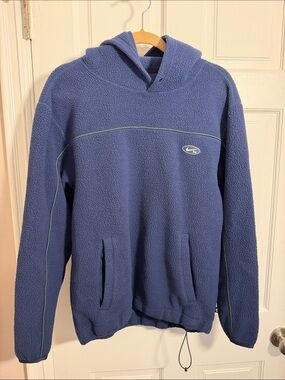Nike Navy Blue Fleece Hoodie with Green Piping